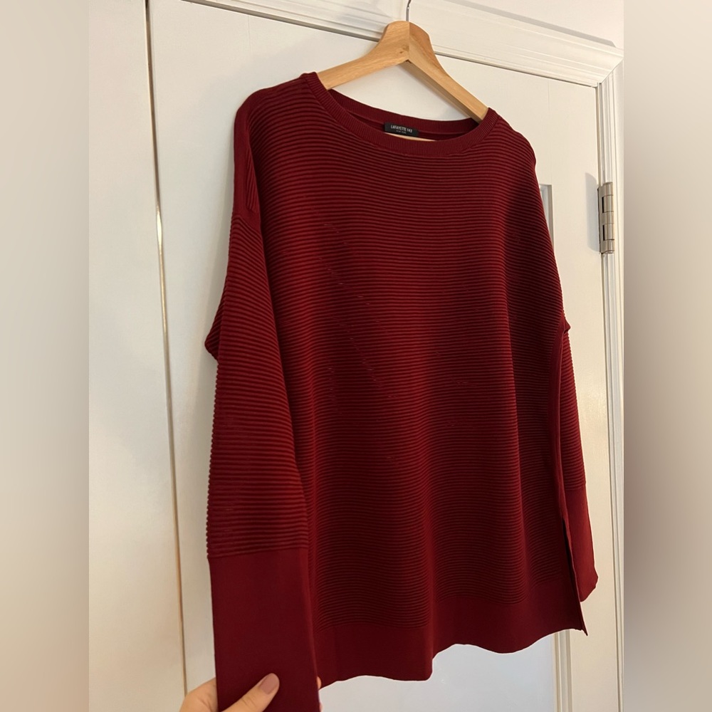 Lafayette 148 burgundy red viscose blend women’s rib knit sweater size small